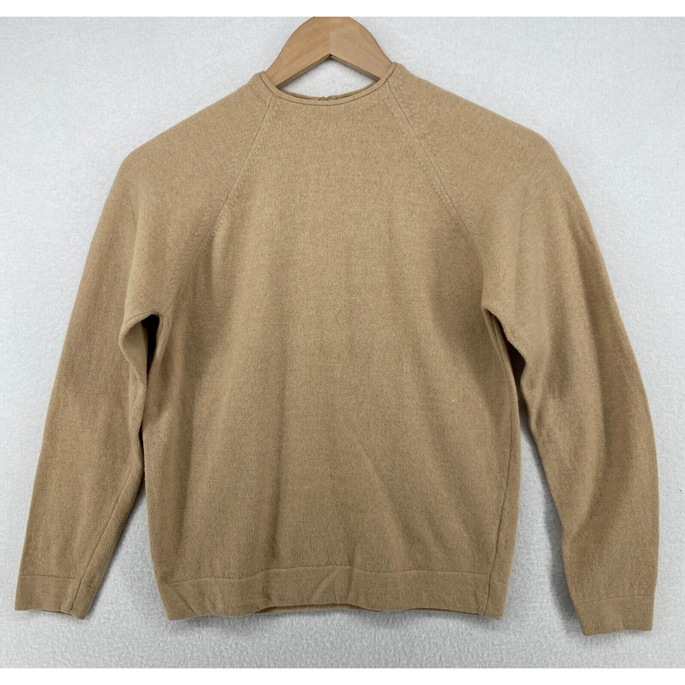 GLASGO Sweater Womens 36 Lambswool Rabbit Hair High Neck Back Zip Camel Vintage
